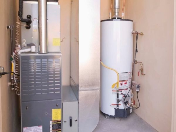 Furnace and water heater in basement