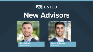 Please join us in welcoming two new advisors to UNICO: Nick Leinen as Benefits Advisor, and Grant Johnson as Risk Advisor.